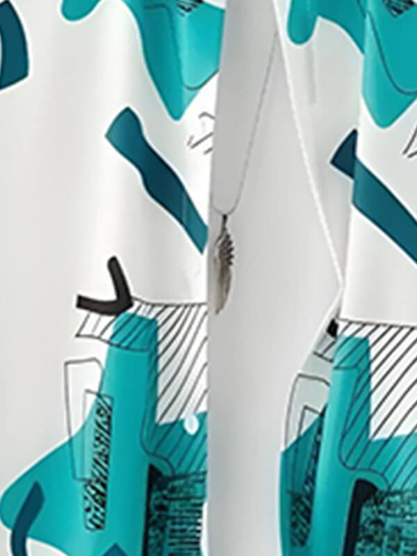 Men's Geometric Pattern Print Short-Sleeve Casual Pants Set