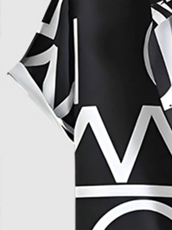 Men's Letter Print Short-Sleeve Casual Pants Set