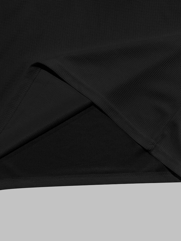 Men's waffle Henry hooded long-sleeved shirts