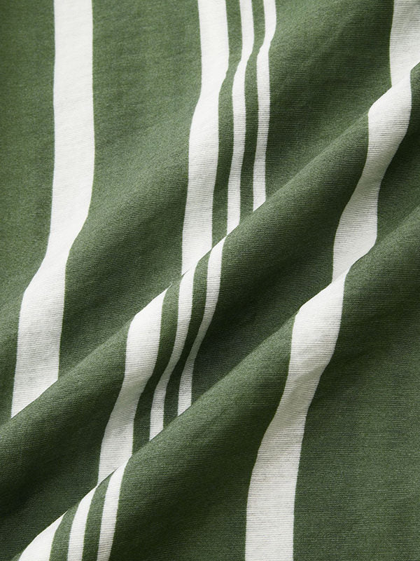 Men's Cotton Linen Stripe Short Sleeve Shirt