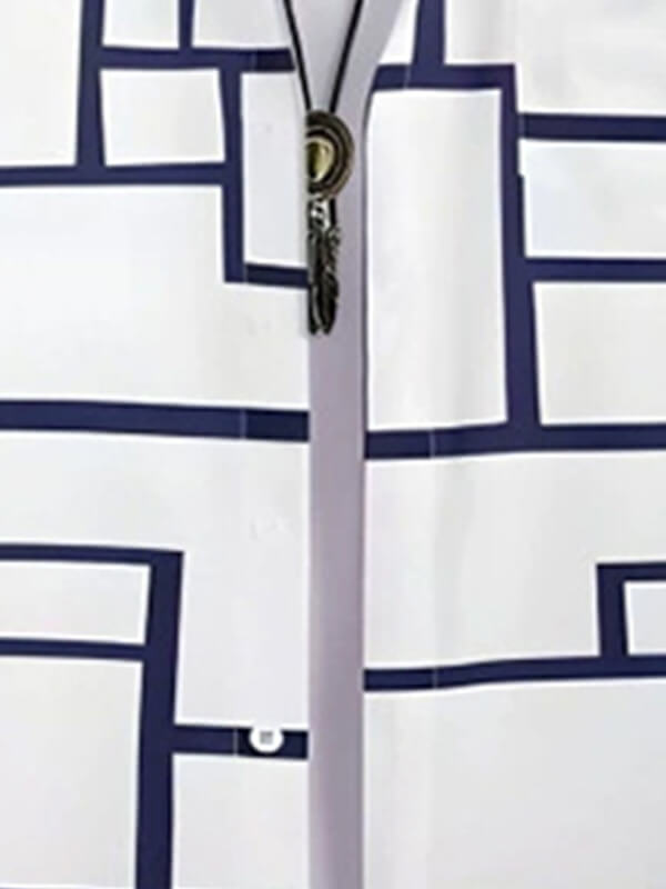 Men's Minimalist Geometric Print Short-Sleeve Casual Pants Set