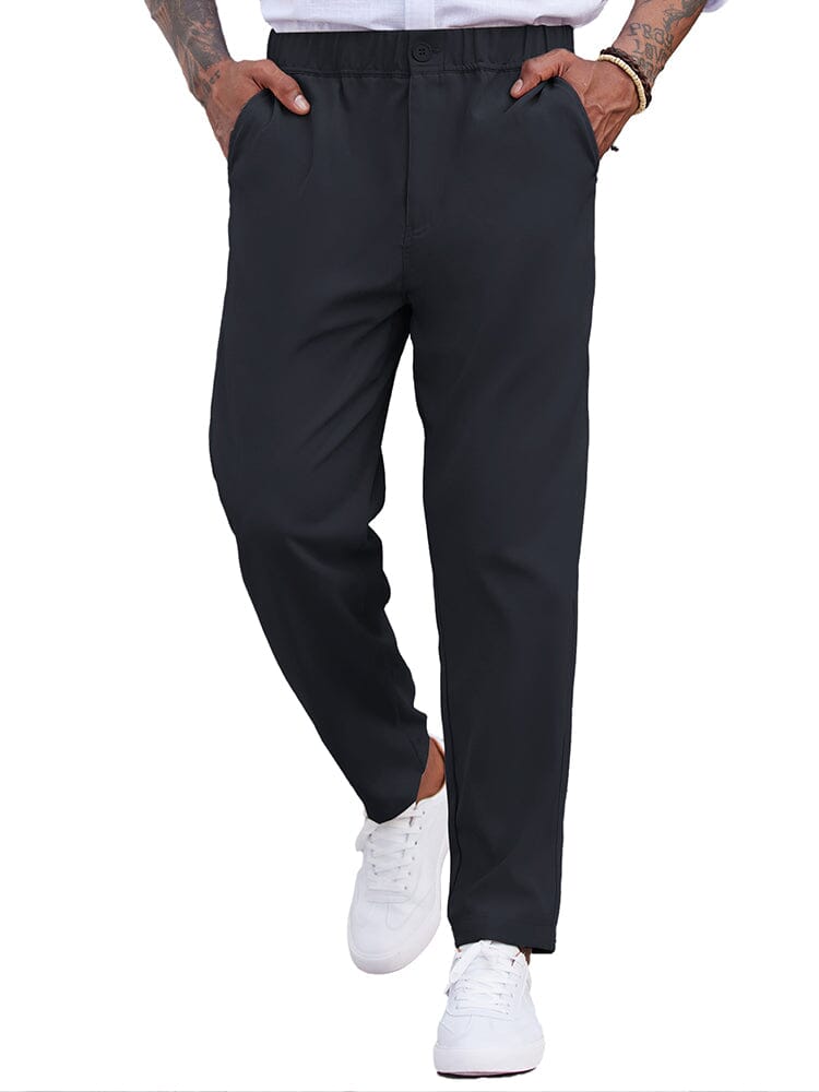 Simple Elastic Waist Slack Pants (US Only)