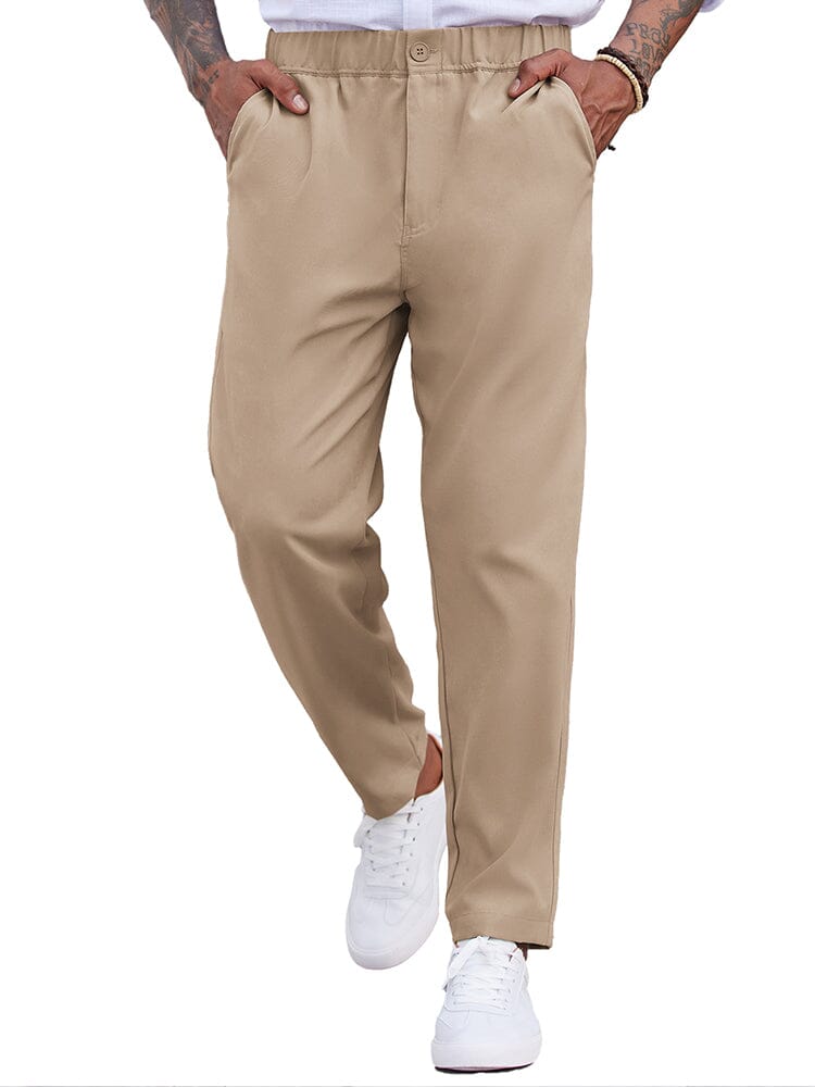 Simple Elastic Waist Slack Pants (US Only)