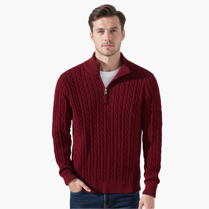 RICHARD ZIPPED CABLE SWEATER