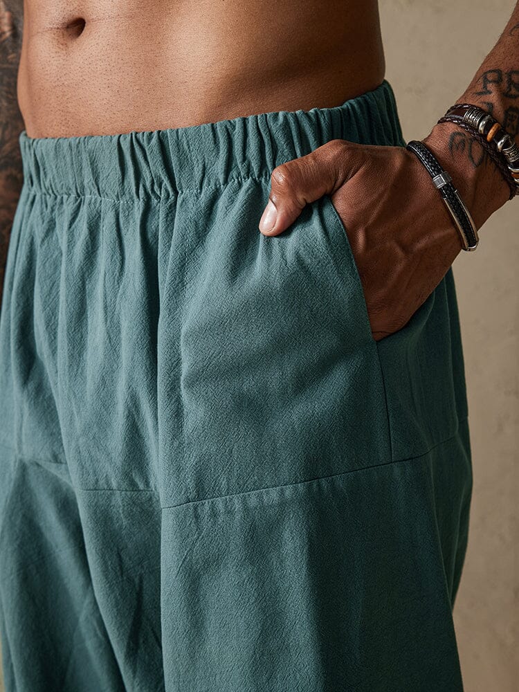 Loose Fit Drop Crotch Cotton Linen Pants