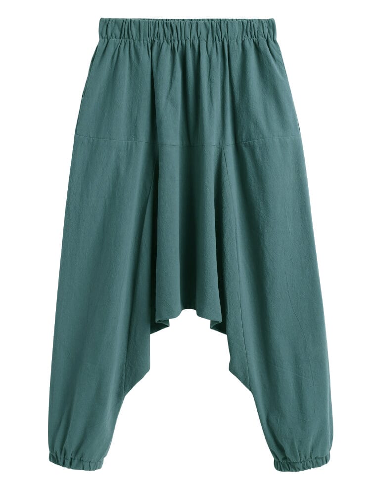 Loose Fit Drop Crotch Cotton Linen Pants