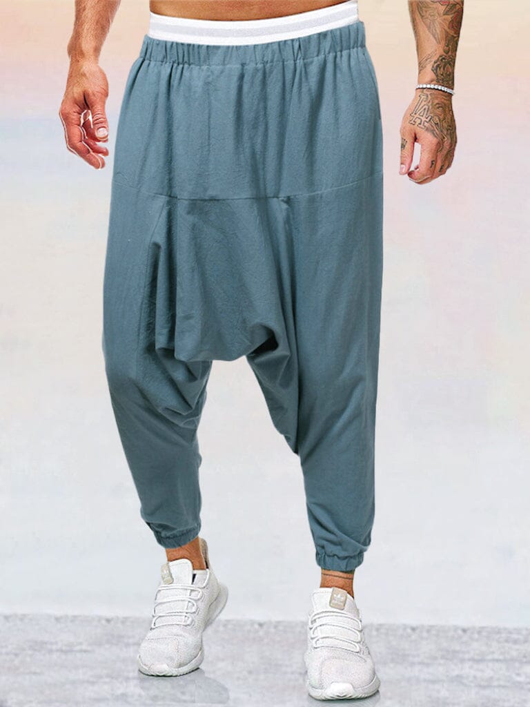 Cotton Linen Solid Color Harem Pants