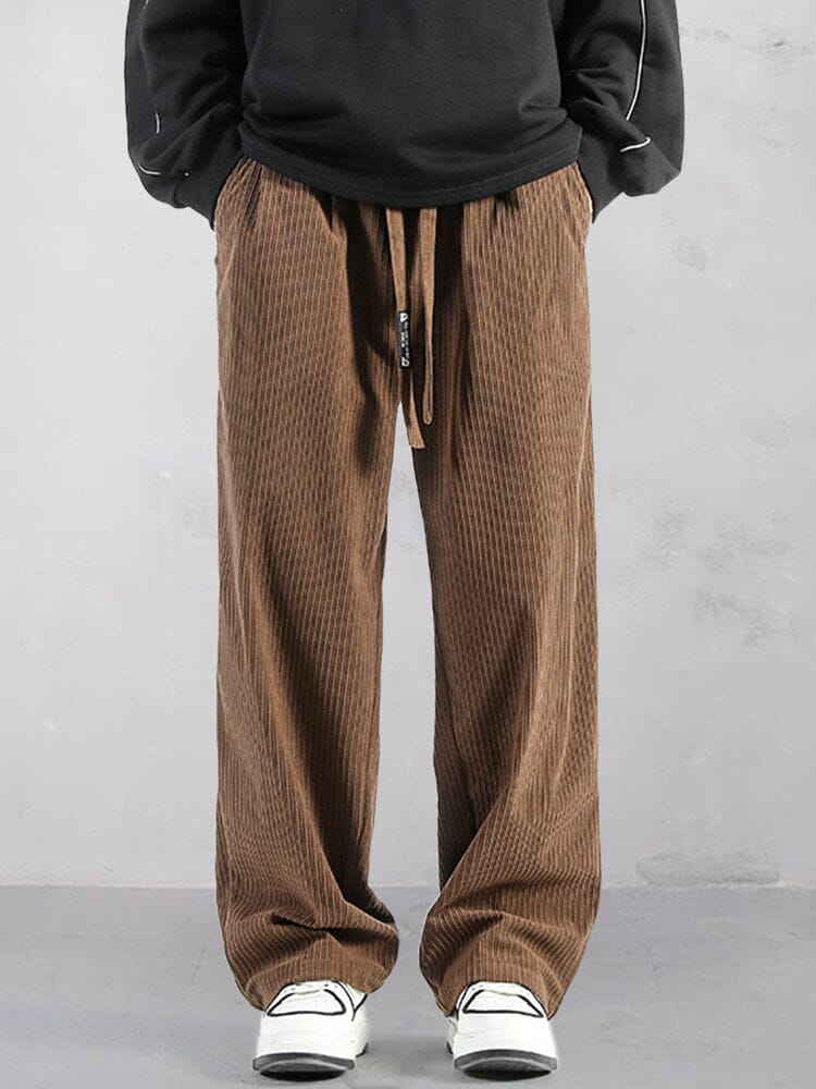 Casual Straight-Leg Corduroy Pants