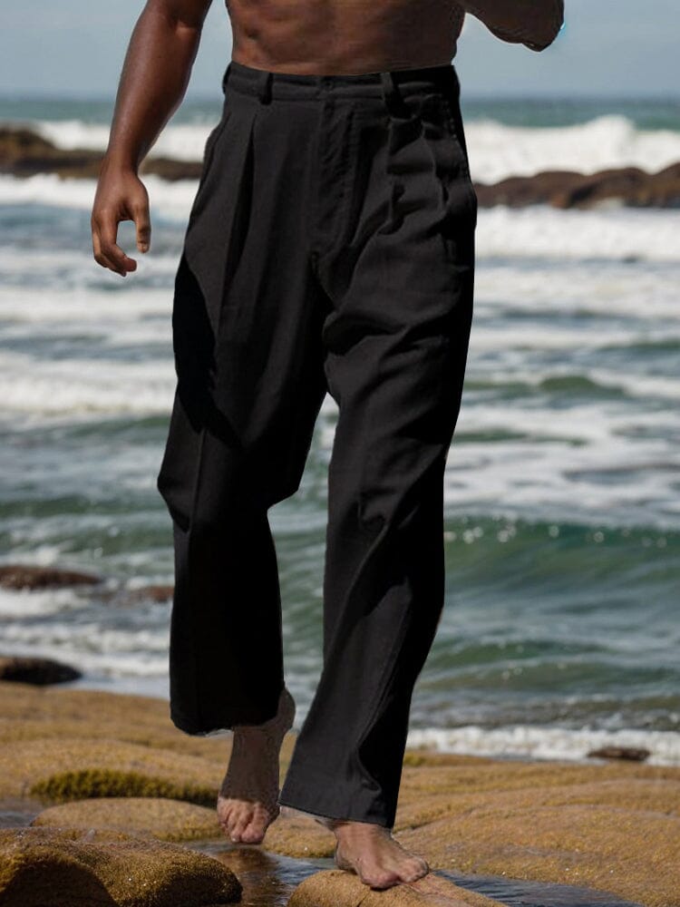 Minimalist Straight Leg Cotton Linen Pants