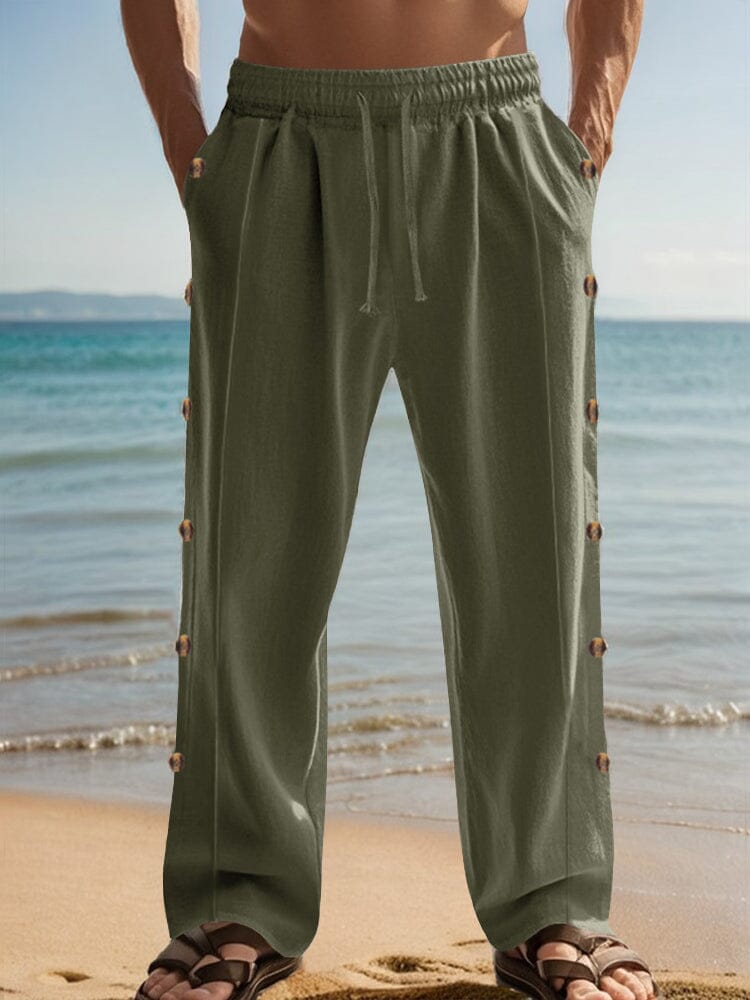 Linen Blend Straight Leg Pants