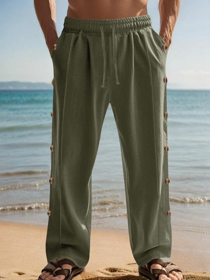 Linen Blend Straight Leg Pants