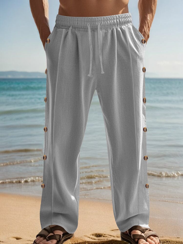 Linen Blend Straight Leg Pants