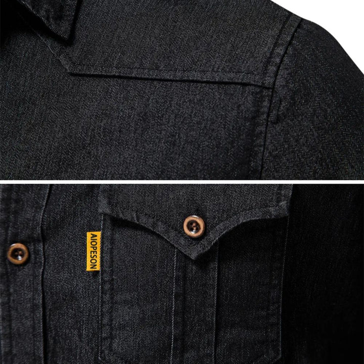 Adaptive Fit Cotton Denim Shirt: Tailored For Men