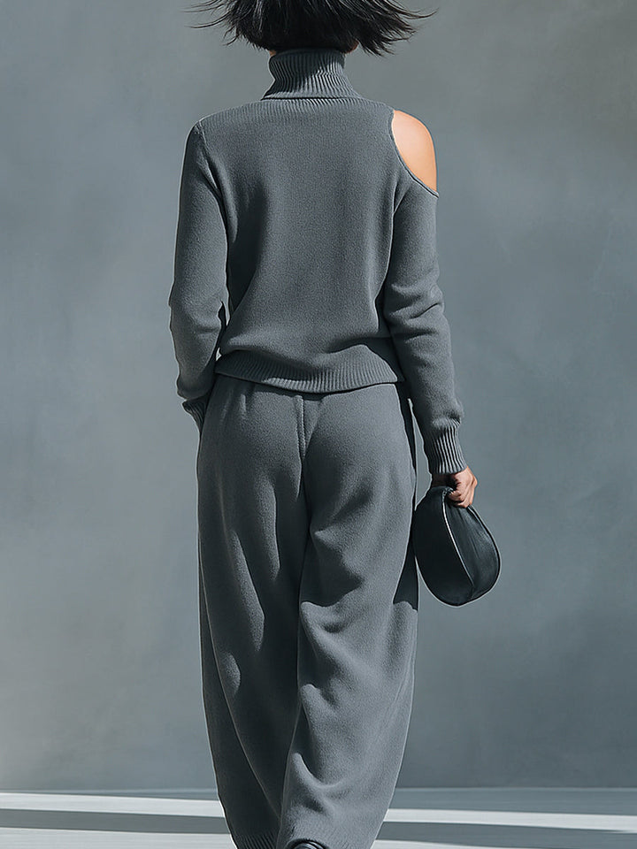 Women's One-shoulder Cut-out Modern Knit-Blend Set MDA2539G2I