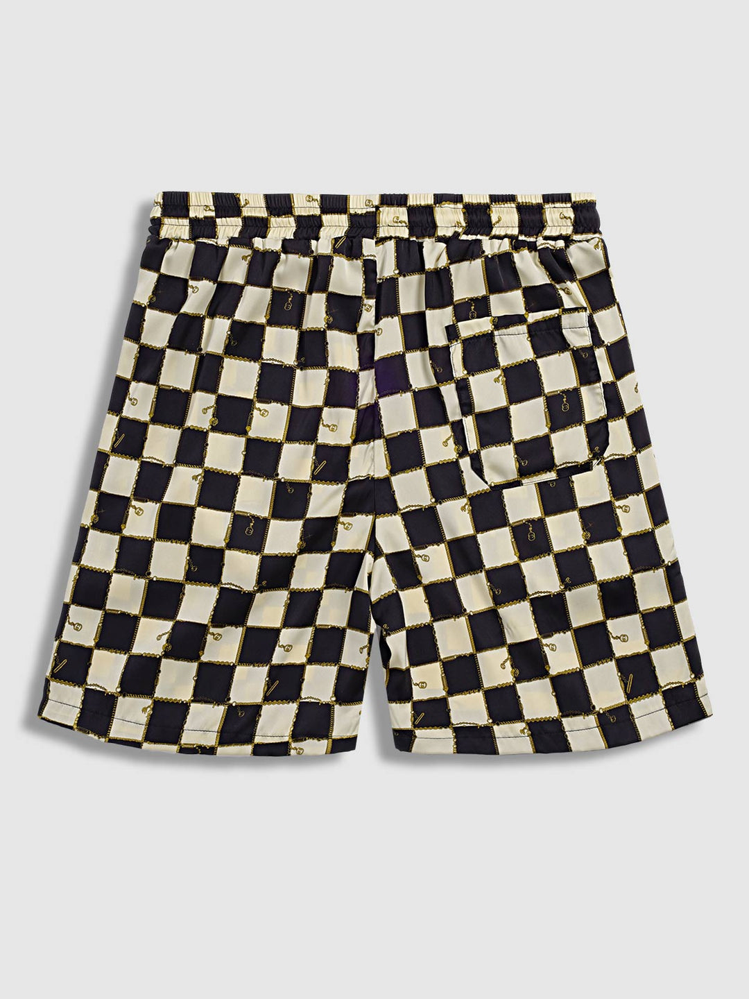 Men's plaid floral satin shirt casual shorts set