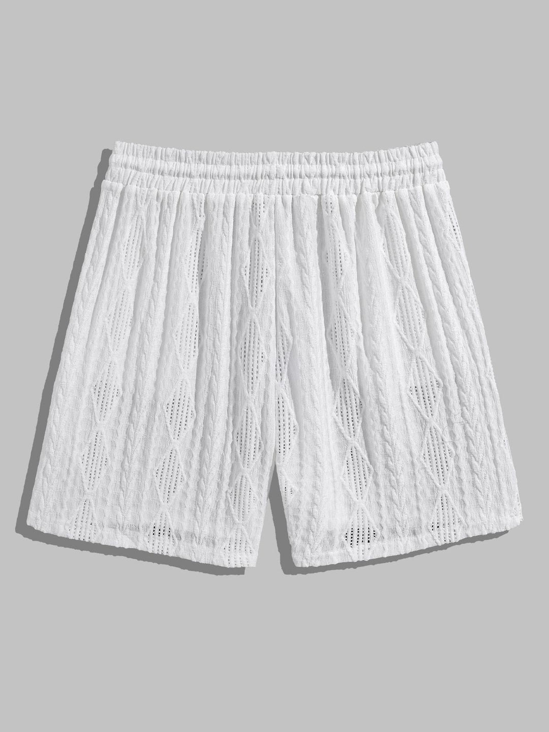 Men's Retro Hollow Button Short Sleeve Shirt Shorts Set
