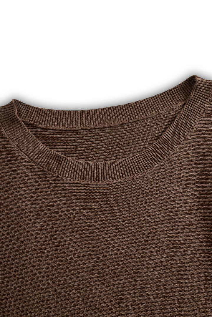 Women's Fashion Round Neck Knitted Sweater Skirt Set MDA0737H3Y