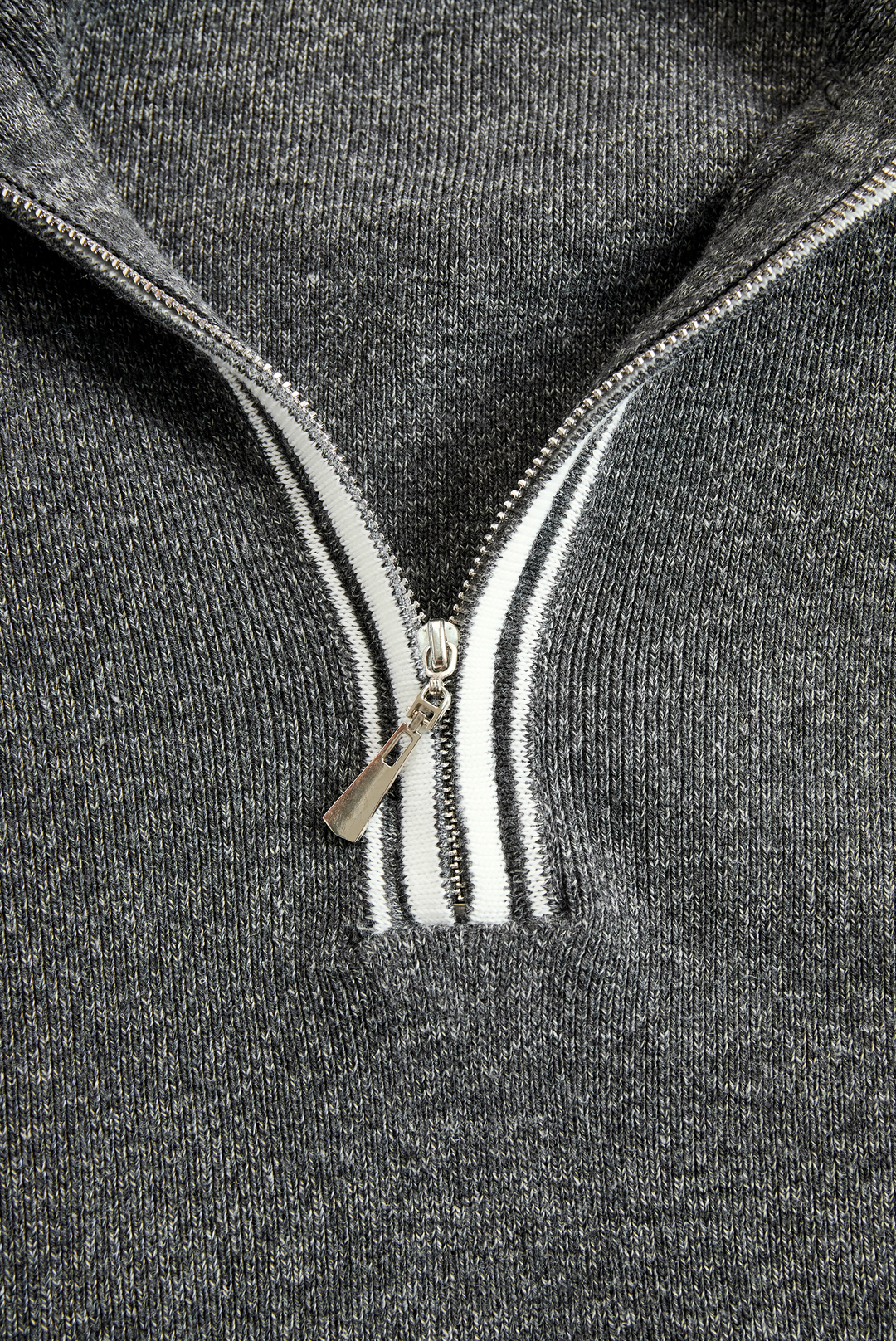 Women's Fashion Loose Knit White Trim Zipper Polo Neck Mini Dress MDA0774H6Y