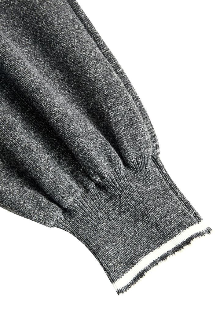 Women's Fashion Loose Knit White Trim Zipper Polo Neck Mini Dress MDA0774H6Y