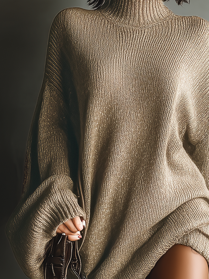 Women's Caramel Brown Vintage Style Knit Mini Dress MDA2367I6T