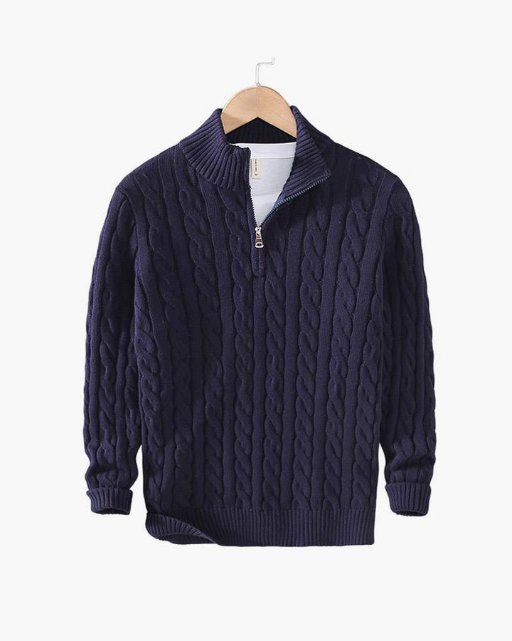 RICHARD ZIPPED CABLE SWEATER