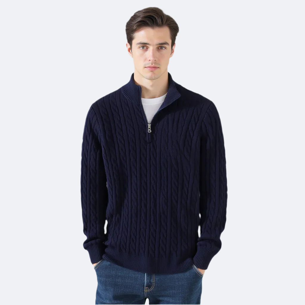 RICHARD ZIPPED CABLE SWEATER