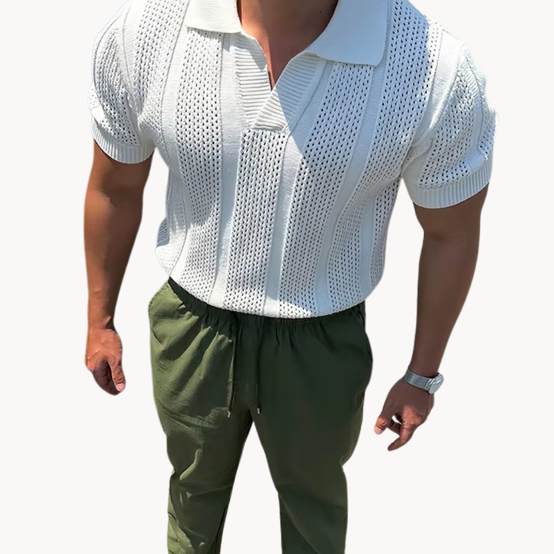 Mark Open Collar Mesh Shirt