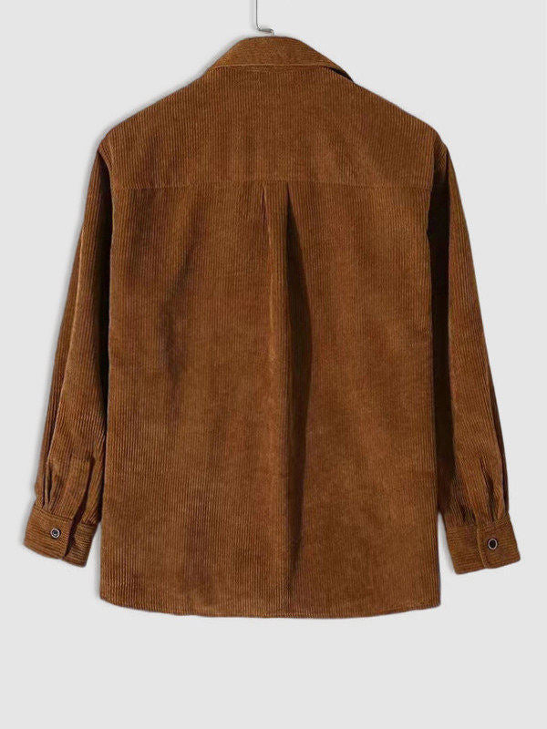 Corduroy Lapel Long Sleeve Shirt