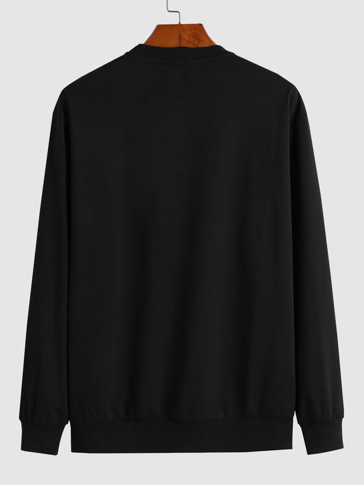 Men's "PARIS" letter print casual crew neck sweatshirt