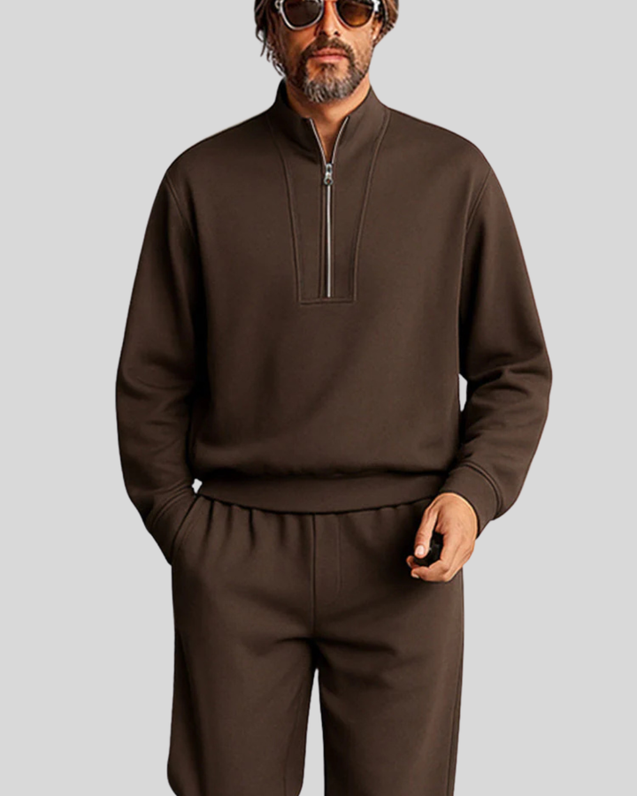 Minimalist Mock Neck Top Straight Pant Set