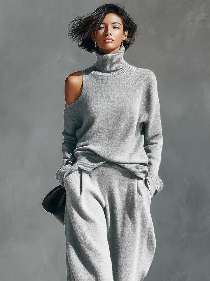 Women's One-shoulder Cut-out Modern Knit-Blend Set MDA2539G2I