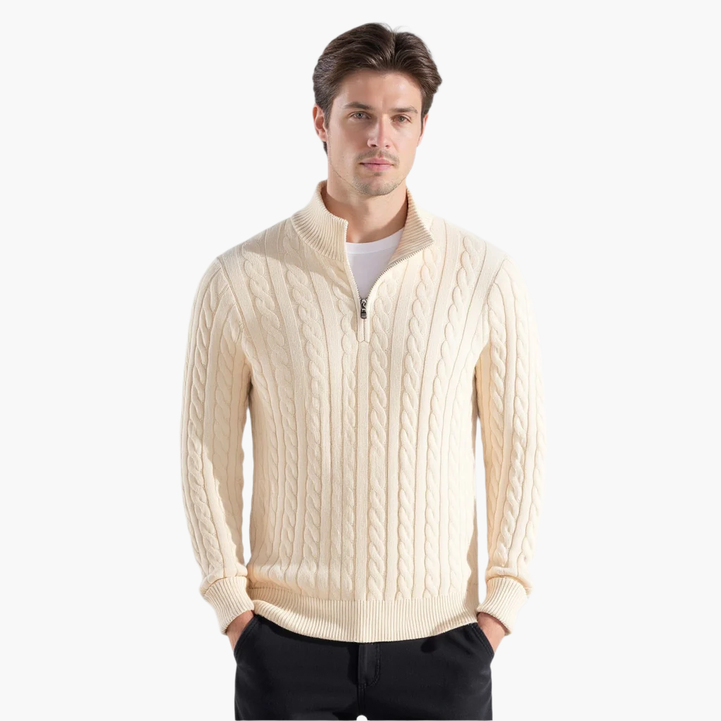 RICHARD ZIPPED CABLE SWEATER
