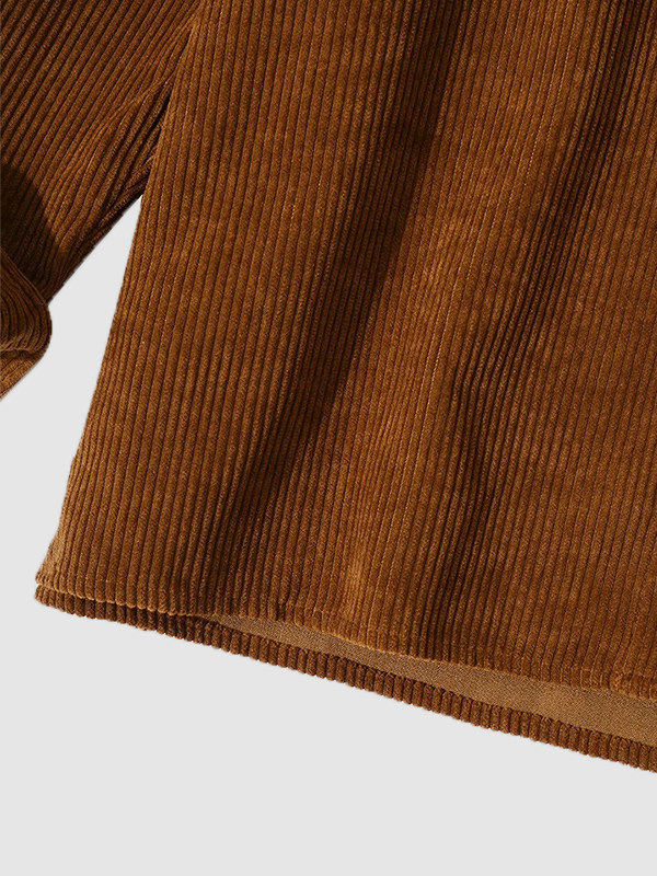 Corduroy Lapel Long Sleeve Shirt