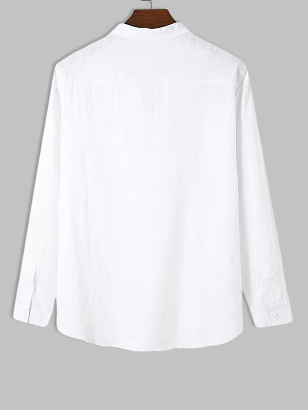 Men's Long-sleeve Half Placket Stand Collar Shirt