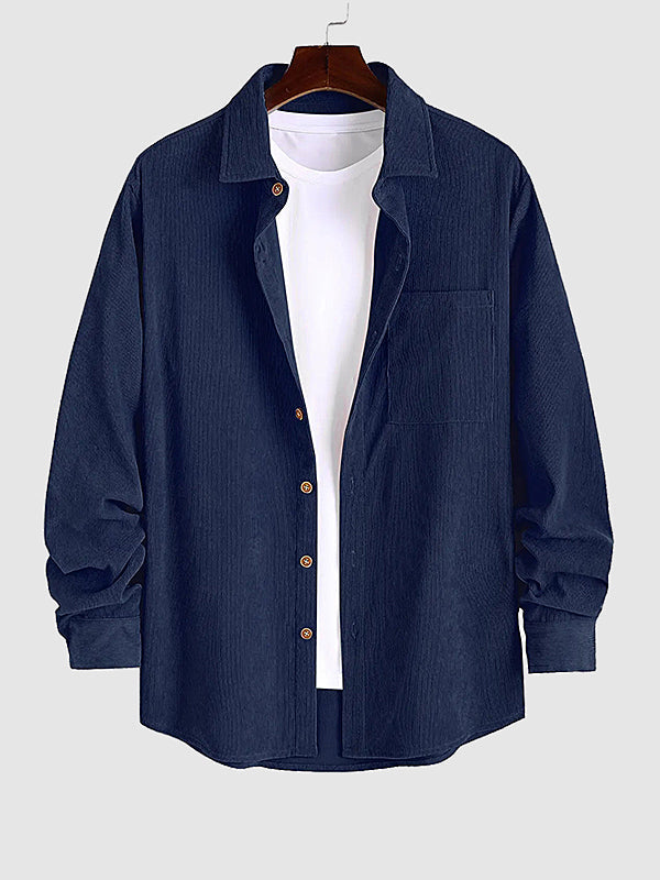 Men's Textured Corduroy Long Sleeve Shirt
