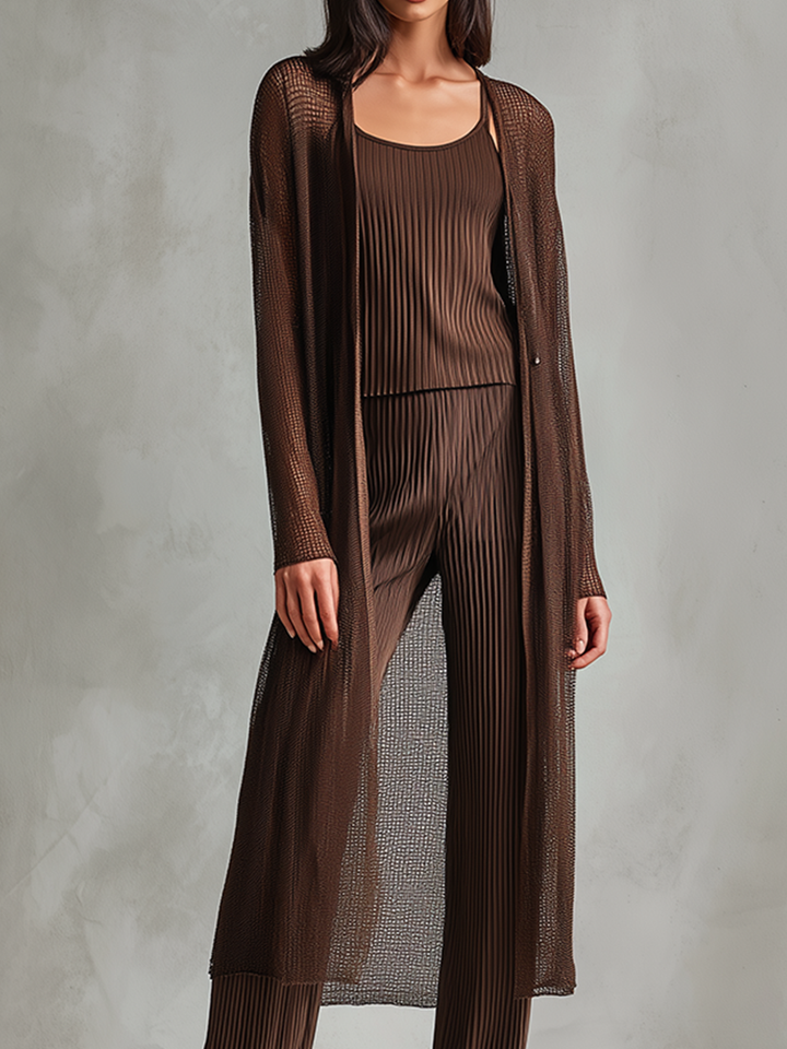 Women's Simple Style Brown Knitted Cardigan MDA2563L6BA