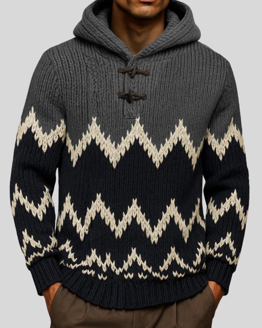 Trendy Comfort Hooded Jacquard Sweater