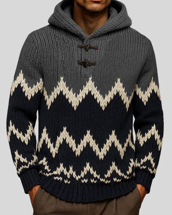 Trendy Comfort Hooded Jacquard Sweater
