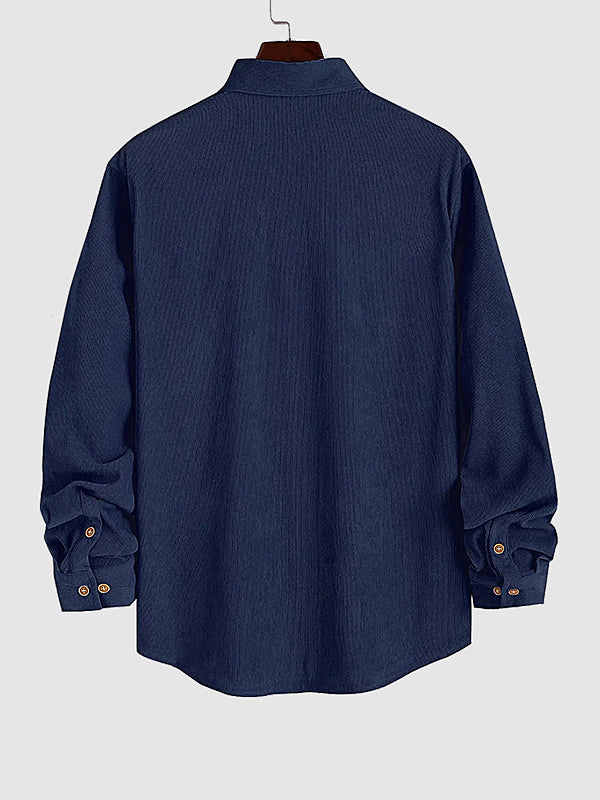 Men's Textured Corduroy Long Sleeve Shirt