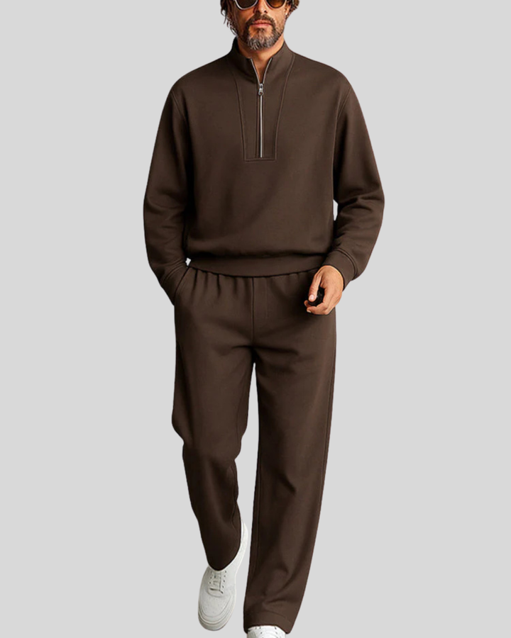 Minimalist Mock Neck Top Straight Pant Set