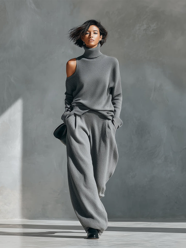 Women's One-shoulder Cut-out Modern Knit-Blend Set MDA2539G2I