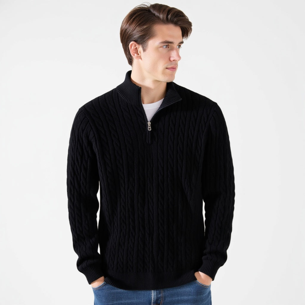RICHARD ZIPPED CABLE SWEATER