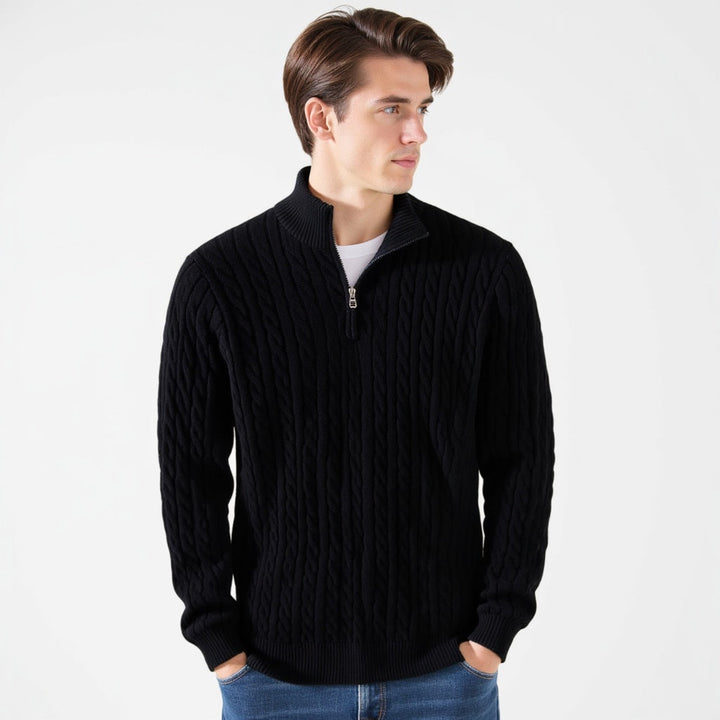 RICHARD ZIPPED CABLE SWEATER