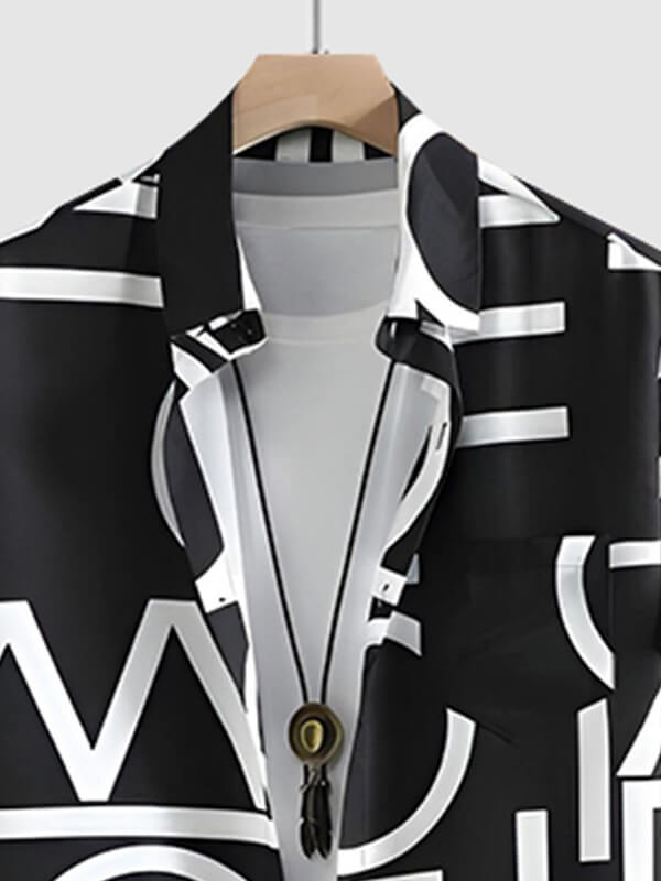 Men's Letter Print Short-Sleeve Casual Pants Set