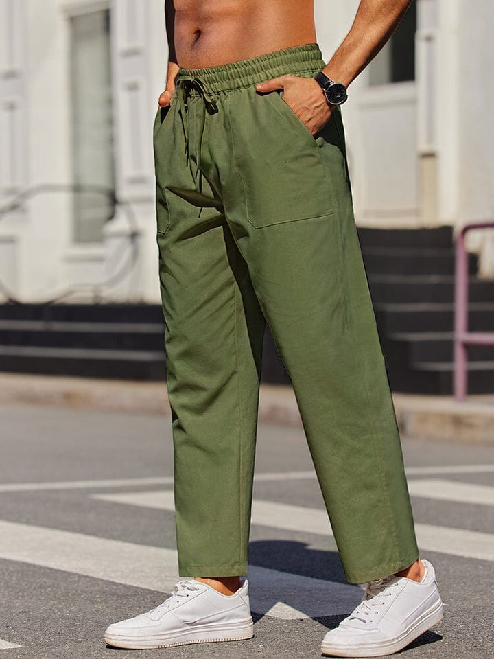 Casual Elastic Waist Linen Blend Pants (US Only)