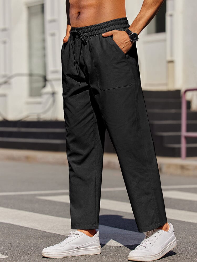 Casual Elastic Waist Linen Blend Pants (US Only)