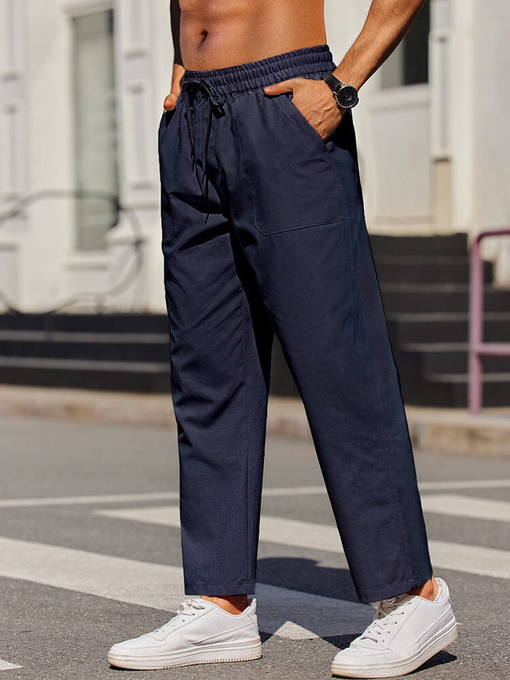 Casual Elastic Waist Linen Blend Pants (US Only)
