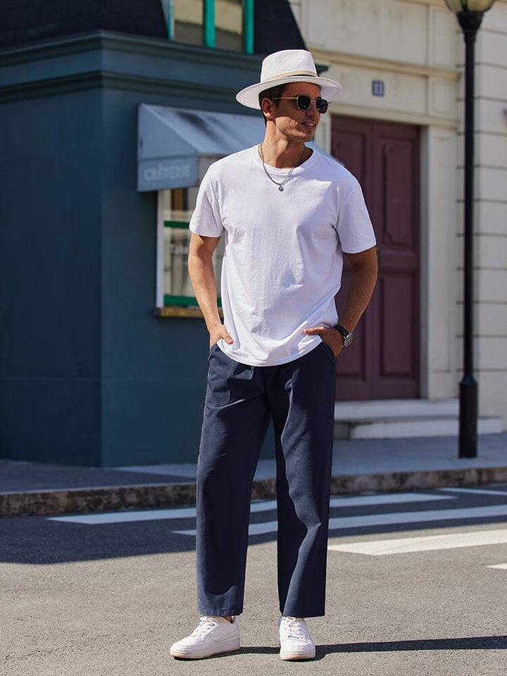 Casual Elastic Waist Linen Blend Pants (US Only)