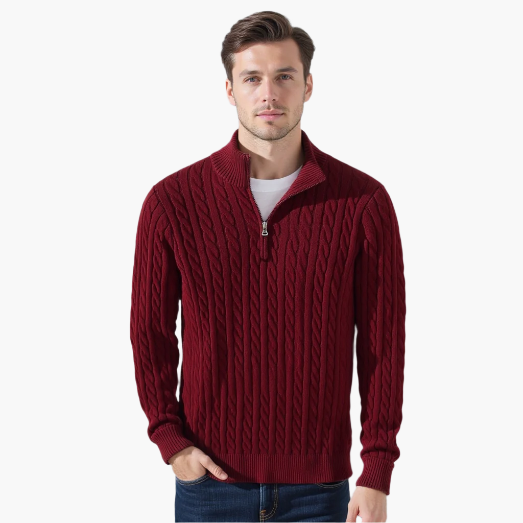 RICHARD ZIPPED CABLE SWEATER