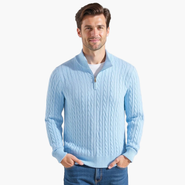 RICHARD ZIPPED CABLE SWEATER
